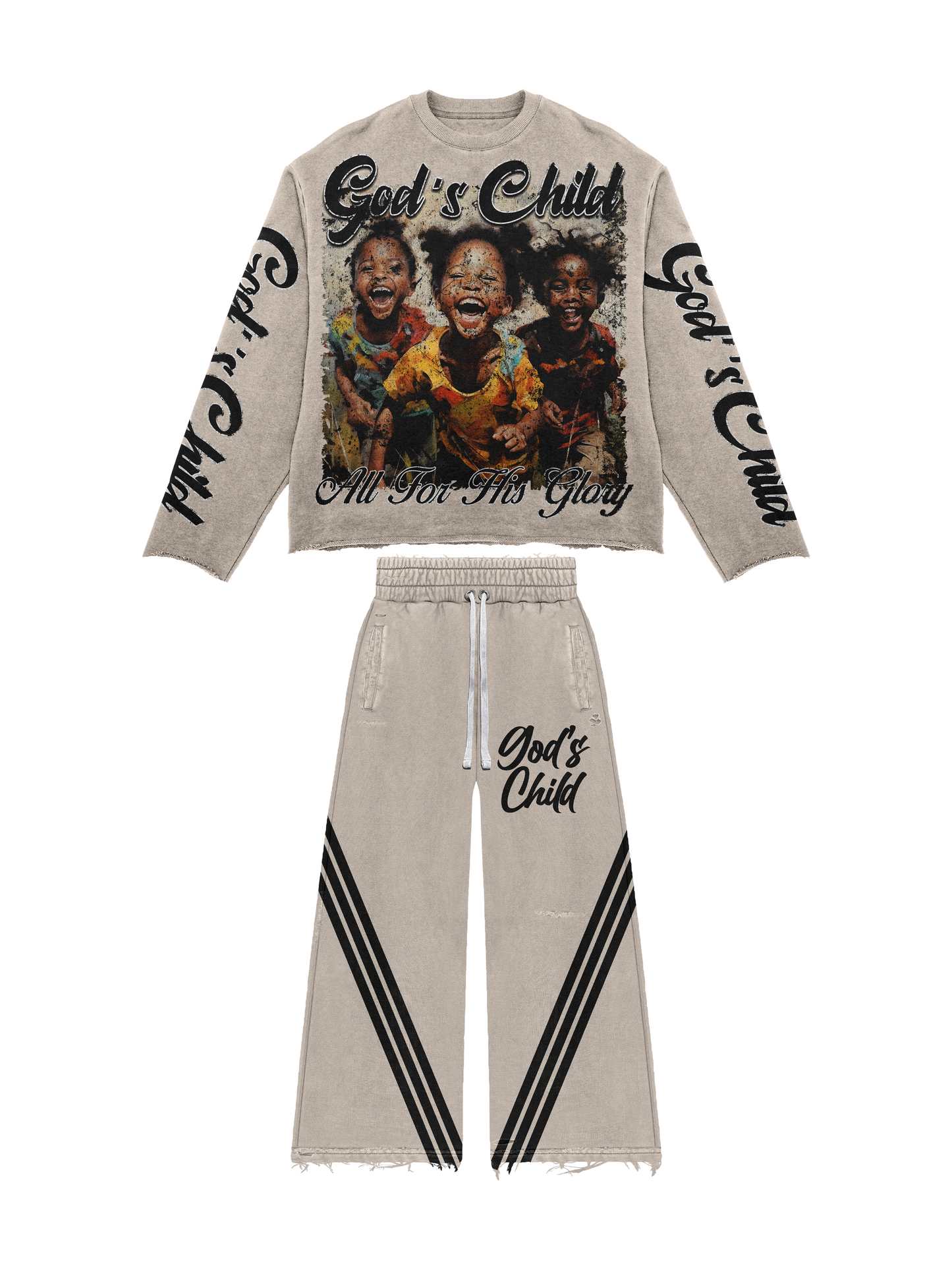 CREAM GOD’S CHILD CROPPED SHIRT