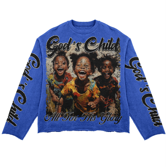 BLUE GOD’S CHILD CROPPED SHIRT